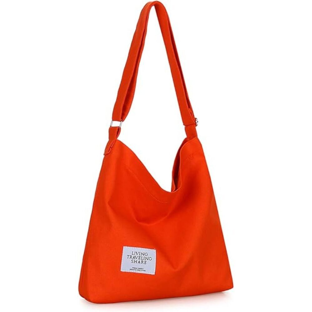 Women's Persimmon Imported Canvas Retro Large Size Shoulder Crossbody Tote Bag